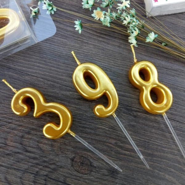Thumbnail: Numerical No. 9 Candle (3-inch) Number candle (Gold)