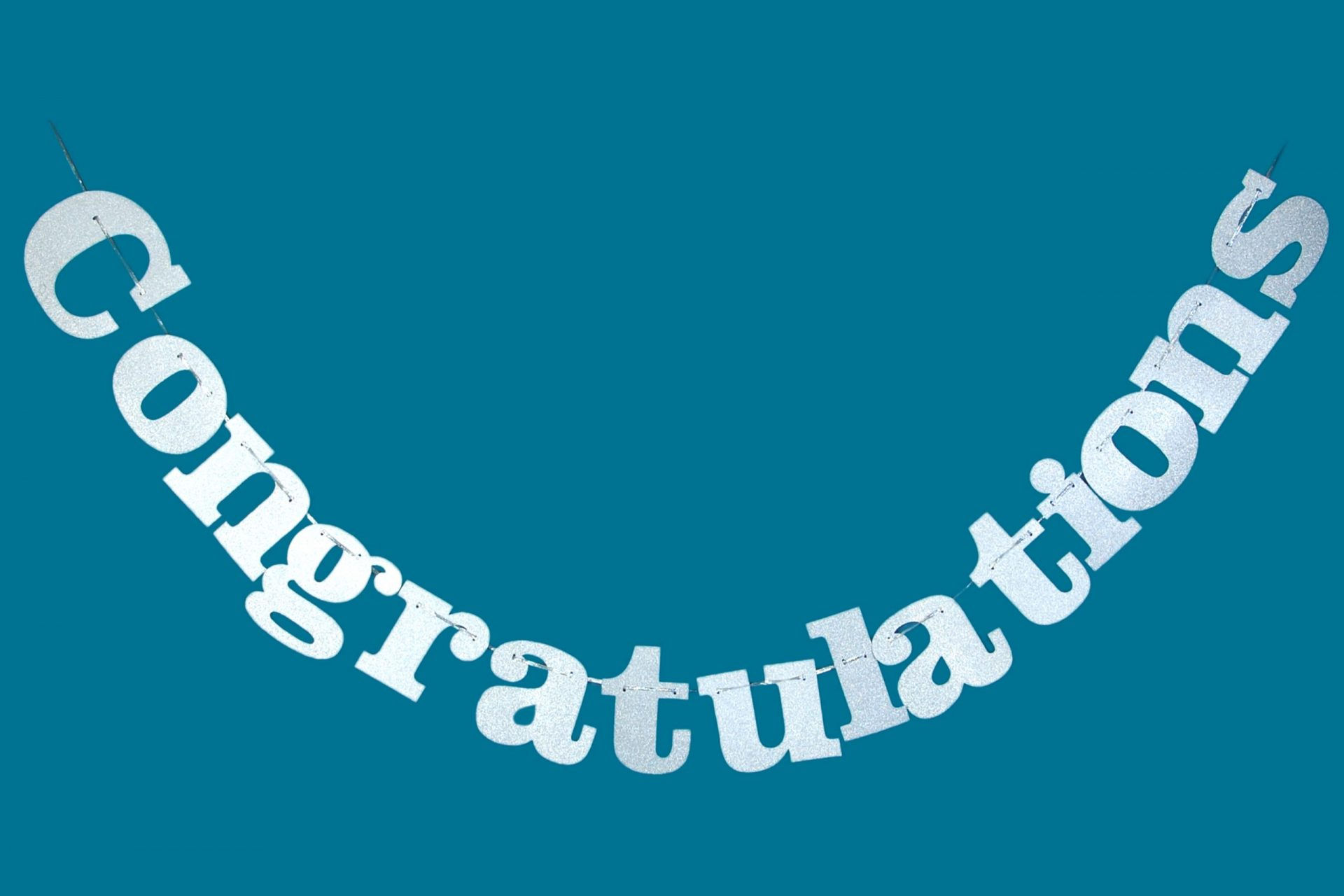 Congratulations Glitter Letter Cutouts Banners (Silver Alphabets)