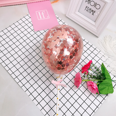 Thumbnail: Rose Gold Confetti Balloon Cake Toppers (5 Inch)(Rose Gold)