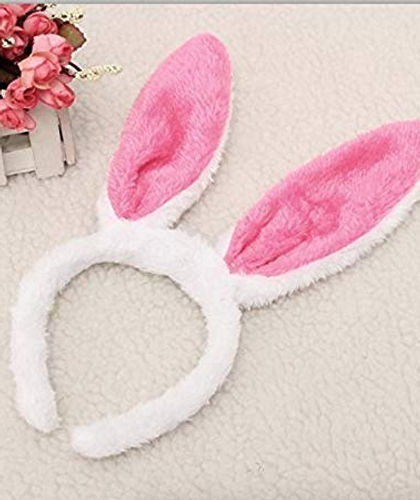Thumbnail: Girl's Rabbit Bunny Hair Band Glitter Ears  Headband & Bowtie Tail Set (Pink)