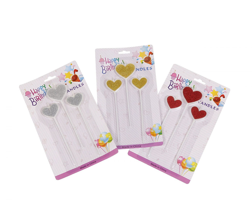 Thumbnail: Gold Glitter Heart Shape Cake Candles Multi-Color with Holder4 pcs  (Gold)