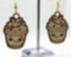 closeup of kawaii laser engraved latte earrings