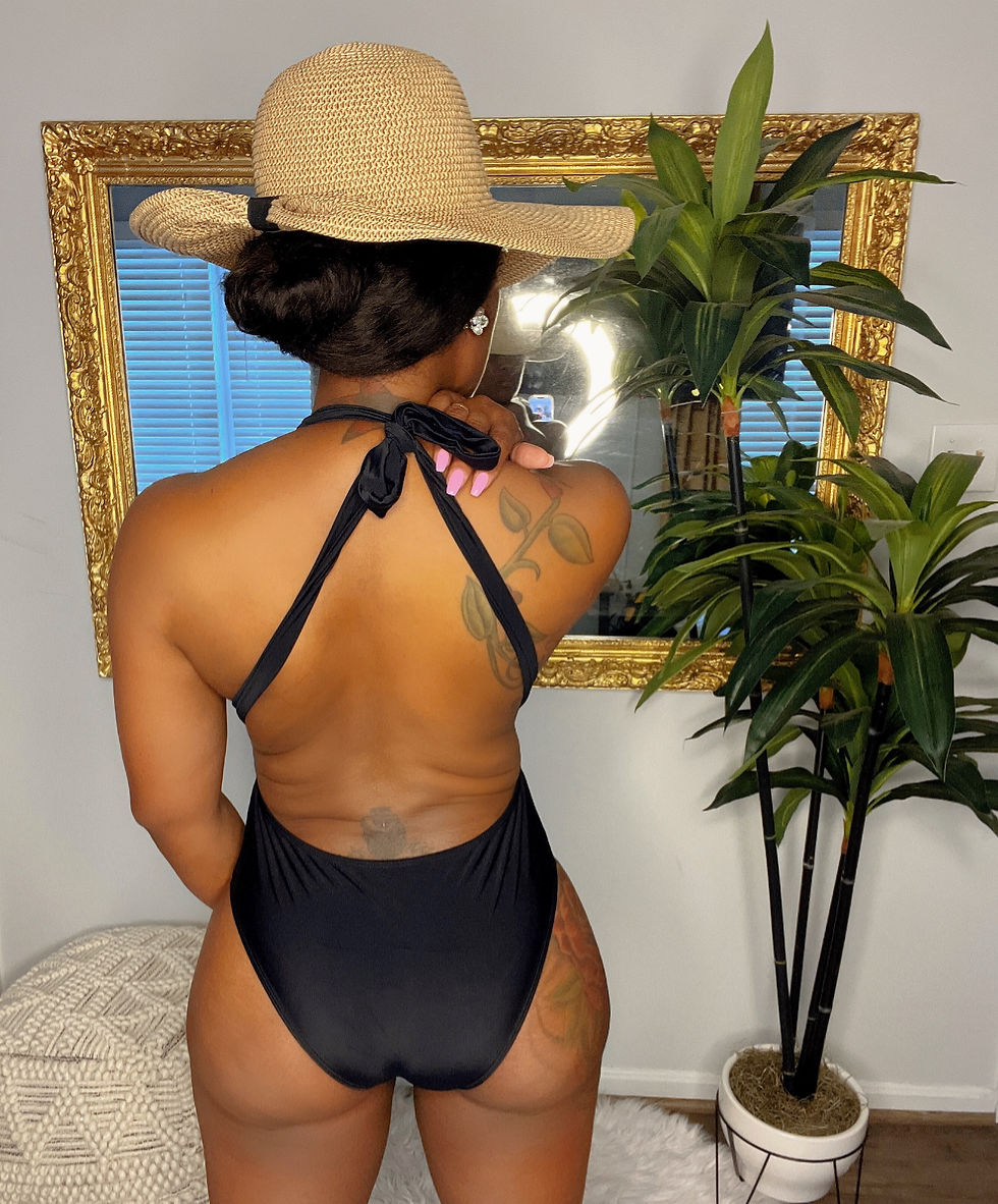 Thumbnail: Black V Tie Tea One-Piece Swimsuit