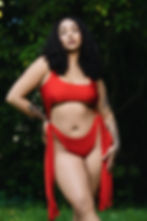 Thumbnail: Red Tassels Cut-Out Onekini Swimsuit