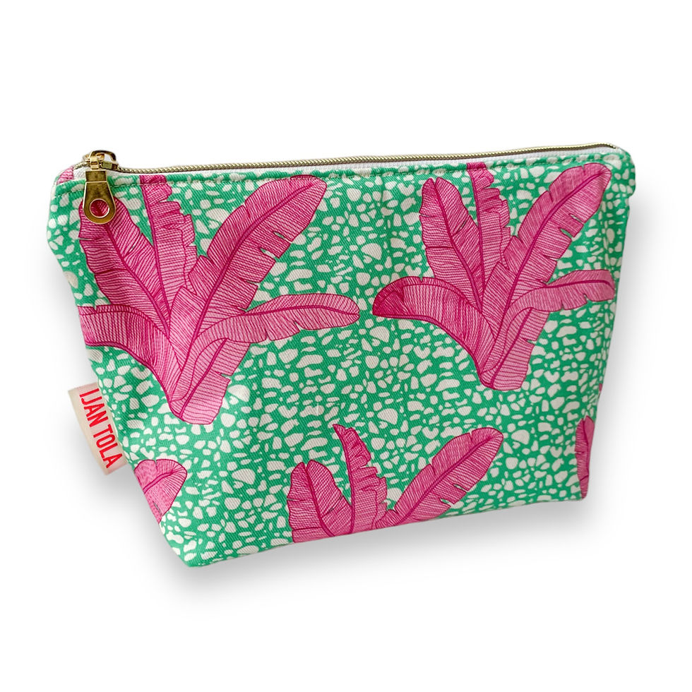 Thumbnail: Banana Leaf Cosmetic / Wash Bag - Pink Green