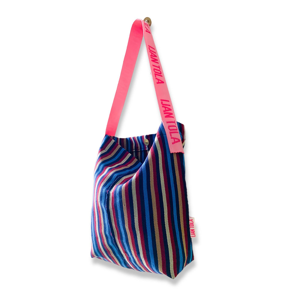 Thumbnail: Hand-woven Cotton Tote Bag - Blue