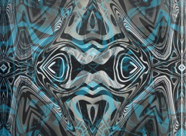Aboriginal Mask Blue, a face mounted photo on a 6" x 6" acrylic block 1" thick