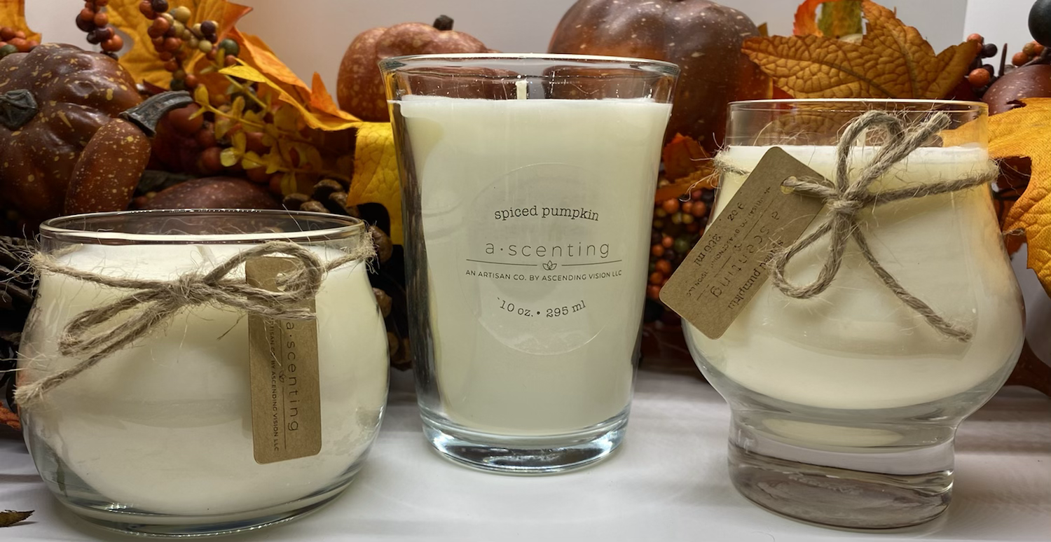 spiced pumpkin soy candle in classic candle vessel 10 oz 