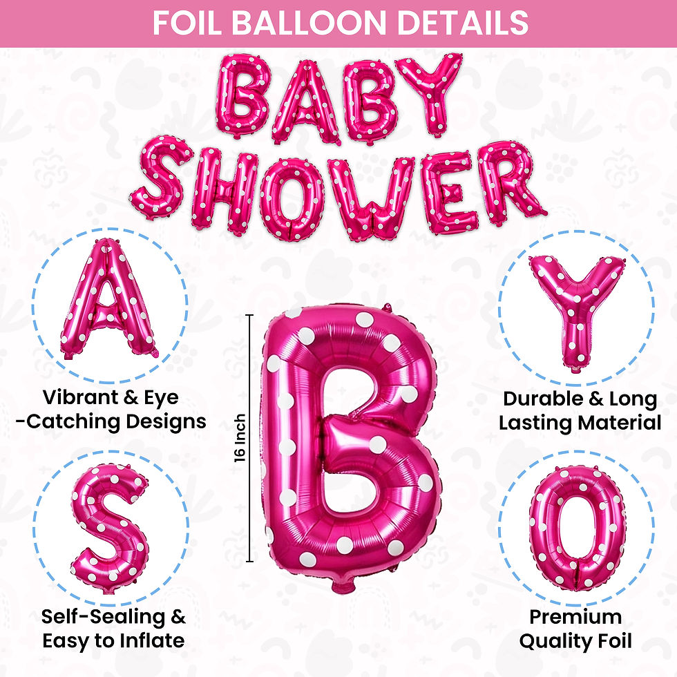 Thumbnail: Baby Shower Decoration Items Pack of 2 - 1pc "BABY SHOWER"Foil Balloon,Ribbon