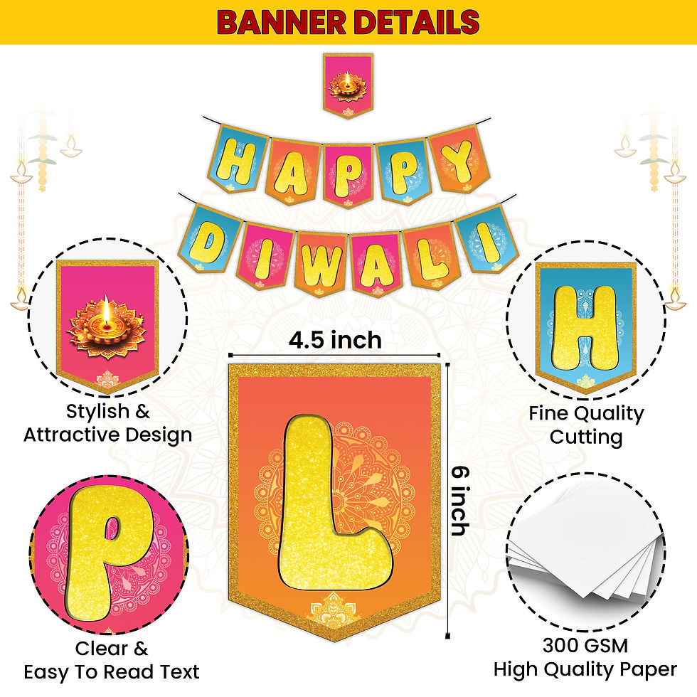 Thumbnail: Diwali Decoration Items -1pc "HAPPY DIWALI" Paper Banner & Chandmala| Banner