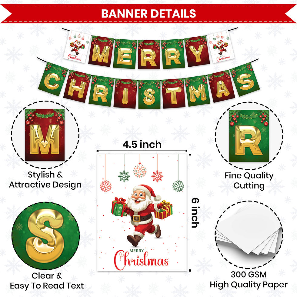 Thumbnail: Christmas Combo 2pcs Golden Red Green Banner with Ring Ribbon Decor