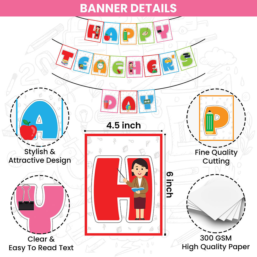 Thumbnail: Happy Teacher's Day Multicolor - Ceiling Hanging For School, College, Tu