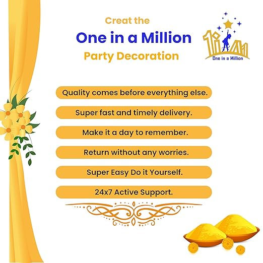 Thumbnail: 1iAM Haldi Decoration Combo Pack of 42,1pc Haldi Ceremony Banner, 40pcs Balloons