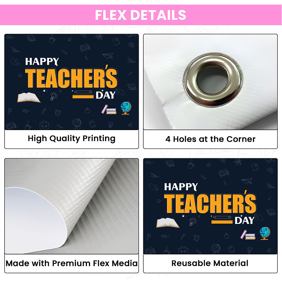 Thumbnail: Teacher's Day Flex Backdrop pack of - Flex Backdrop, Gummy Hooks, Small Ribbon