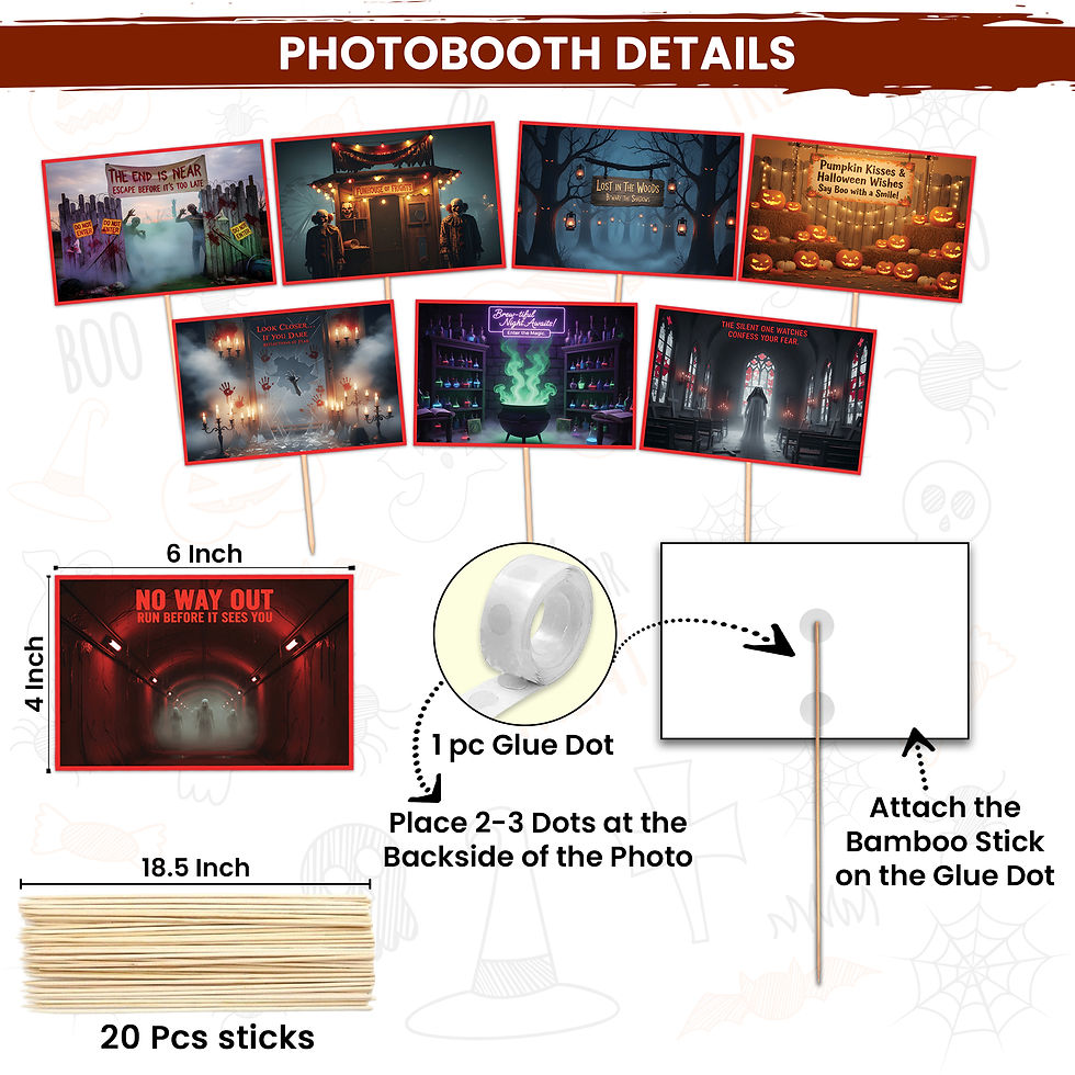 Thumbnail: Halloween Decoration Items Pack of 41 - Blue Banner, Photobooths & Ring Ribbon