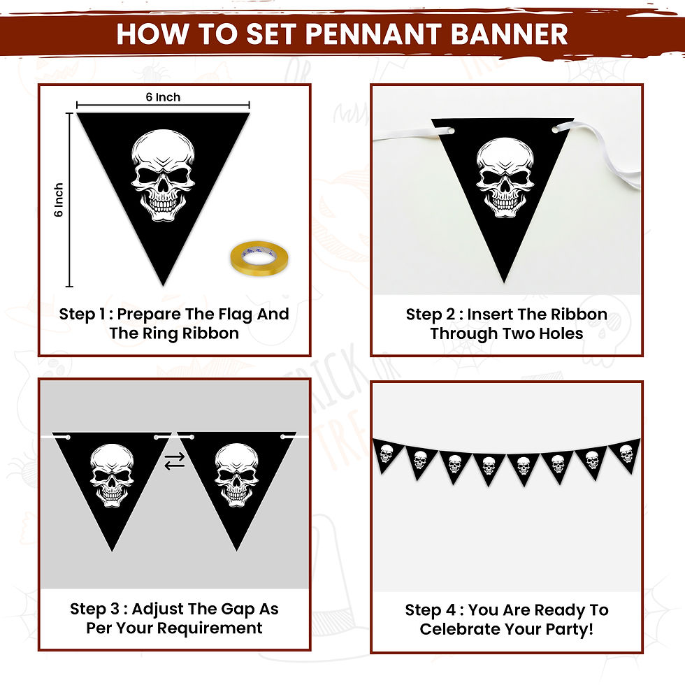 Thumbnail: Halloween Decoration Items Pack of 38 - Blue Banner, Black Net, Flags & Posters