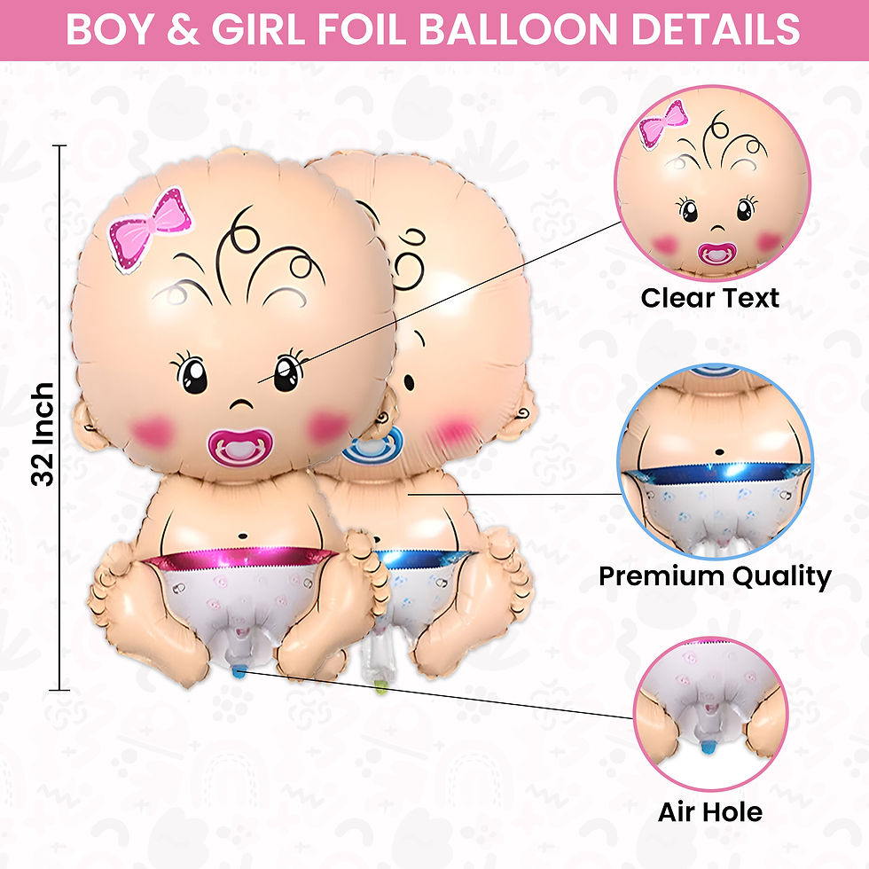 Thumbnail: Baby Shower DecorationItems Pack of 64 -Foil Balloon,Balloons,Photobooth,Glue Do