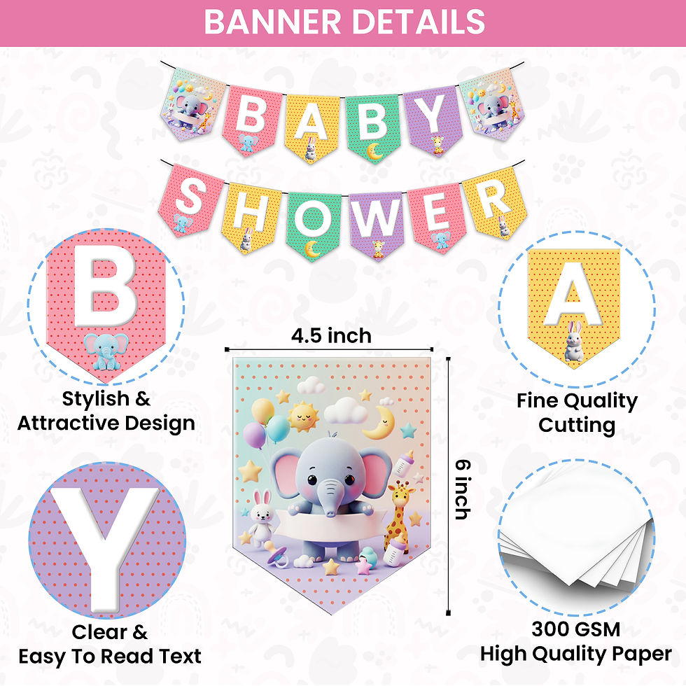 Thumbnail: Baby Shower Decor Items - Pack of 66 - For Mom To Be, Dad To Be, Best Co