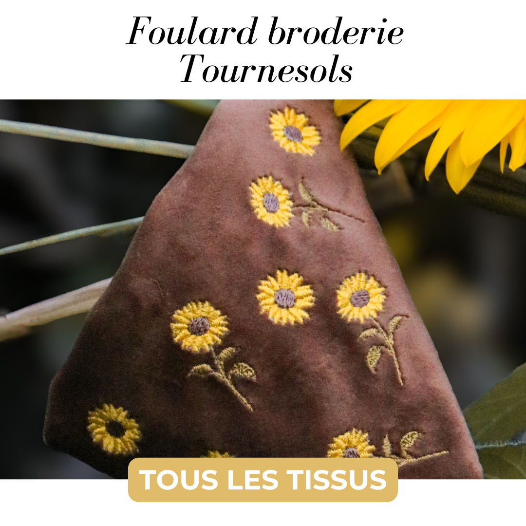 Ruban / Foulard pour chien brodé Tournesol