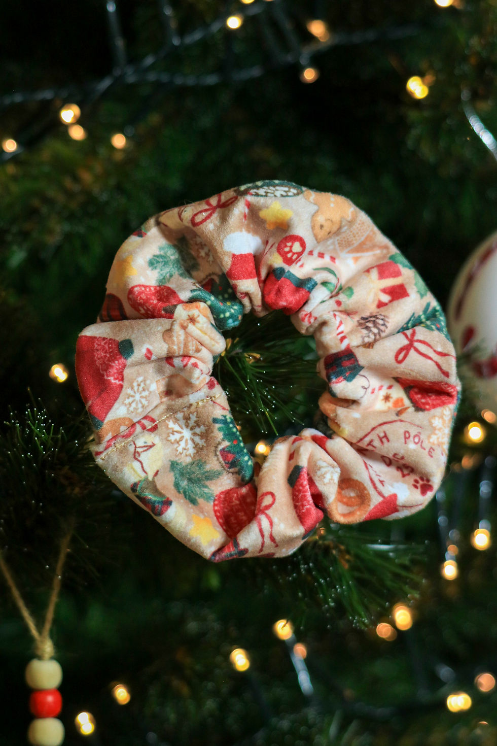Chouchou scrunchie avec ou sans ruban Noël