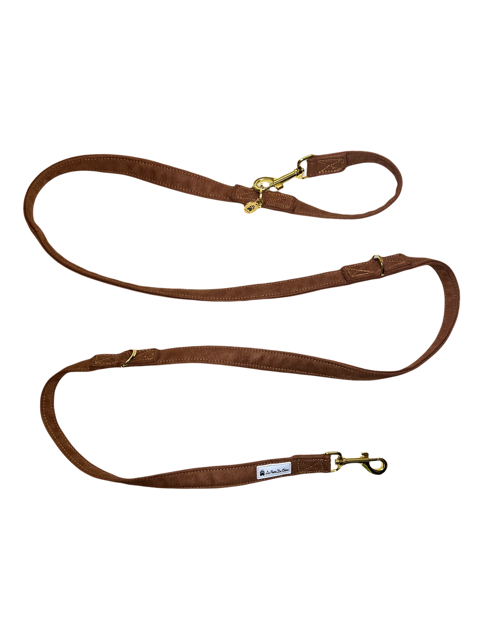 Laisse multiposition suédine camel