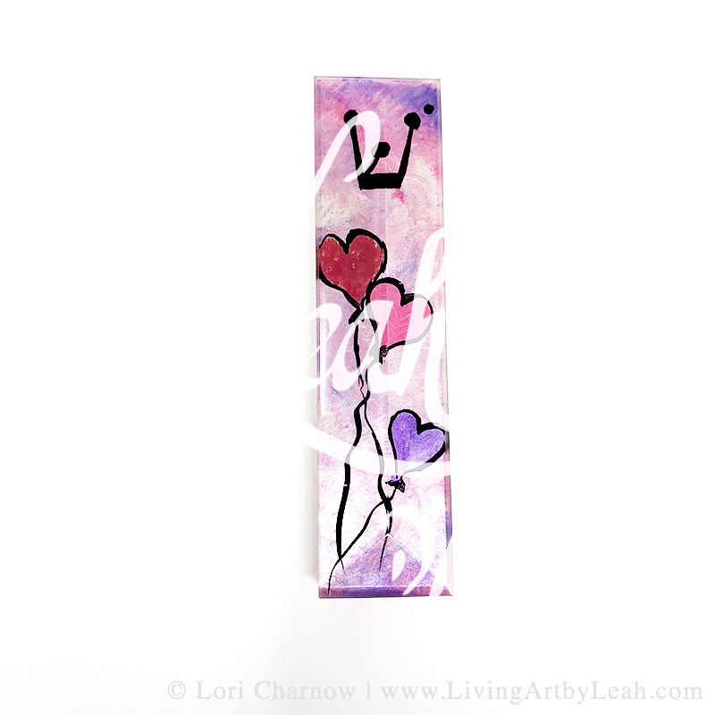 Thumbnail: Heart Balloons Glass Mezuzah