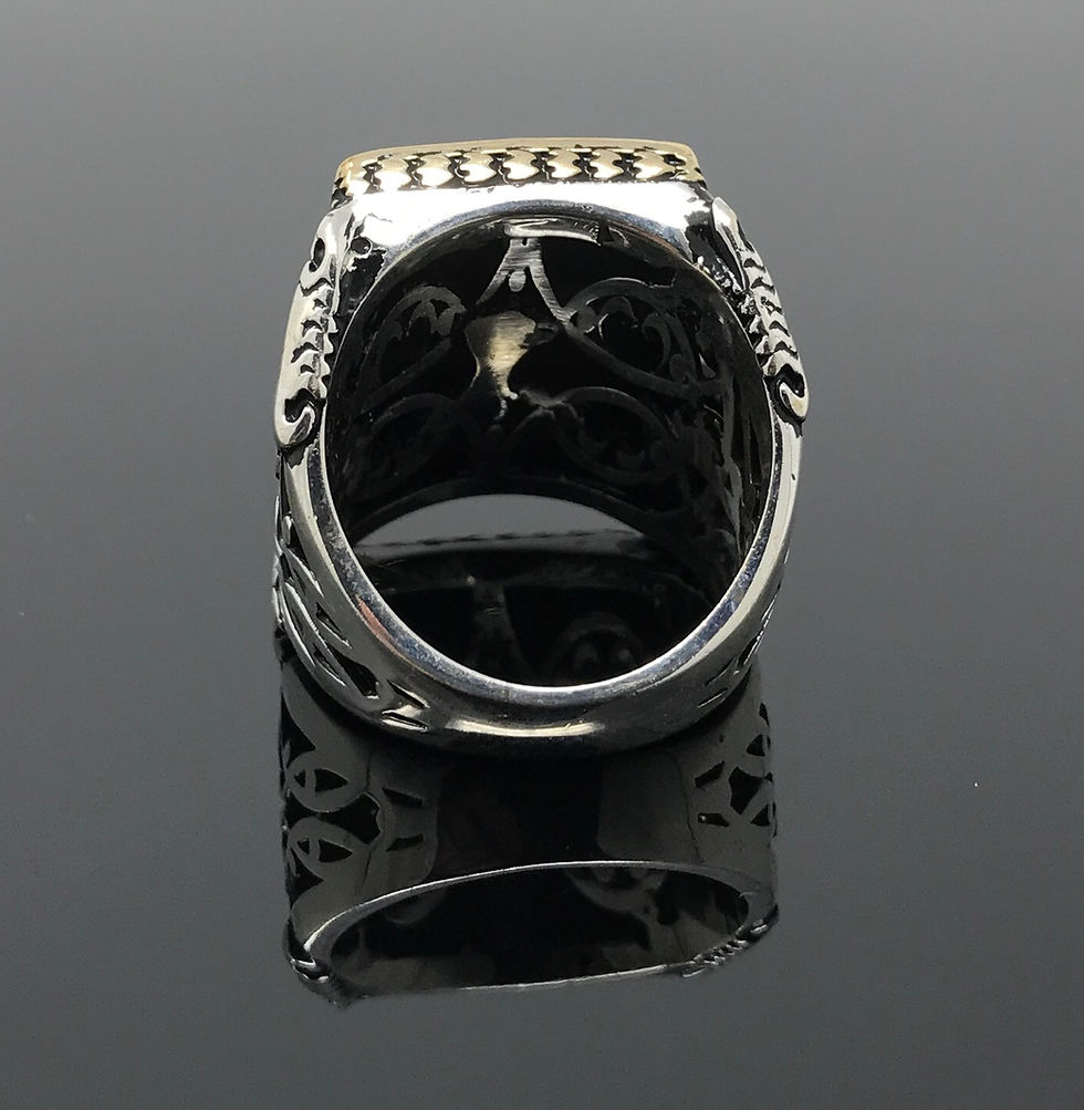 Thumbnail: 925K Sterling Silver Tiger Eye Large Men's Ring