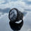 Thumbnail: 925k Stamped Sterling Silver Large Men's Ring White Veined Agate