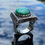 Thumbnail: 925k Sterling Silver Large Men's Ring Malachite Stone