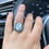 Thumbnail: 925k Stamped Sterling Silver Large Men's Ring White Veined Agate