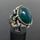 Thumbnail: Handmade 925k Sterling Silver Large & Elegant Green Agate Aqeeq Men's Ring
