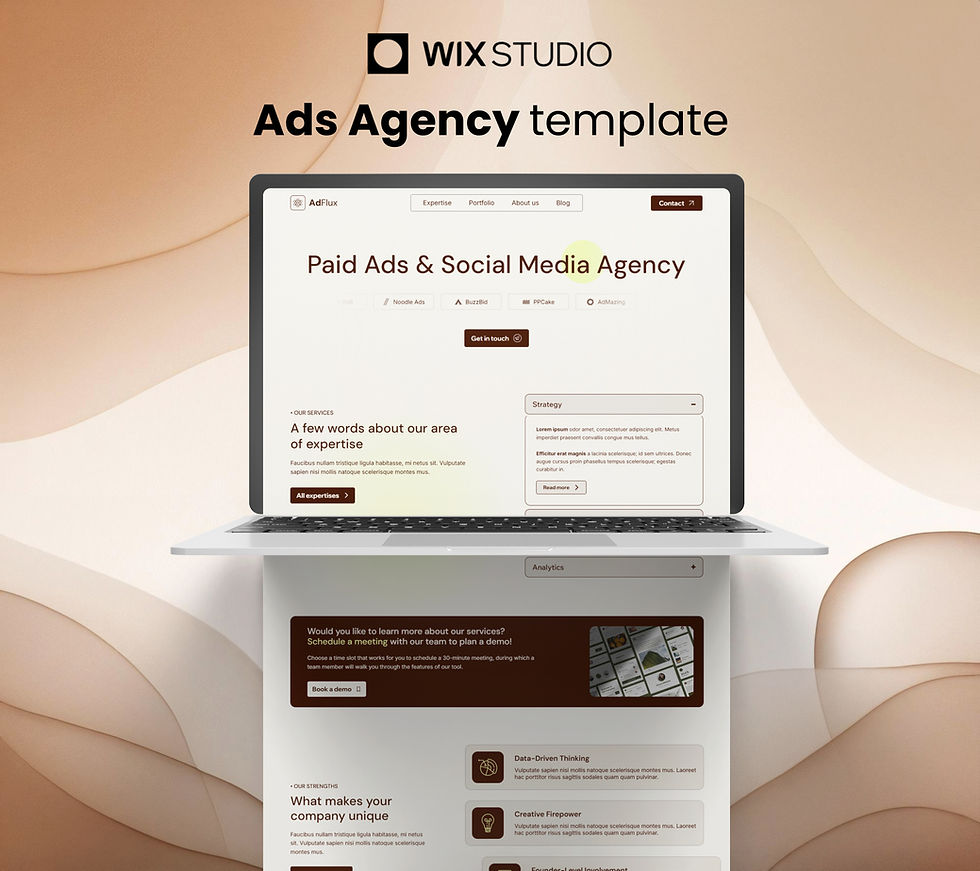 Template Wix Studio pour agence Paid Ads & Marketing