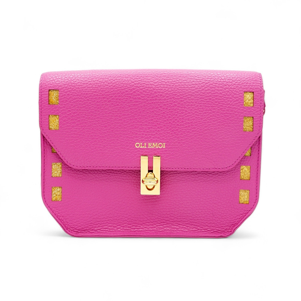 Sac à main made in France rose en cuir de vachette éco-conçu OLI EMOI