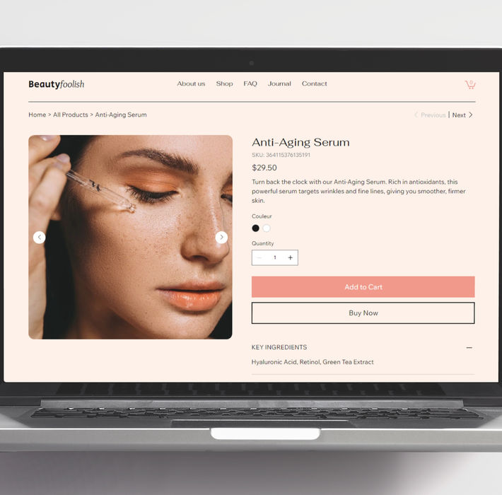 Template Wix fiche produit