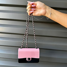 CHANEL 2021 Fall Runway Pink & Black Coco Fame Plexi Bag