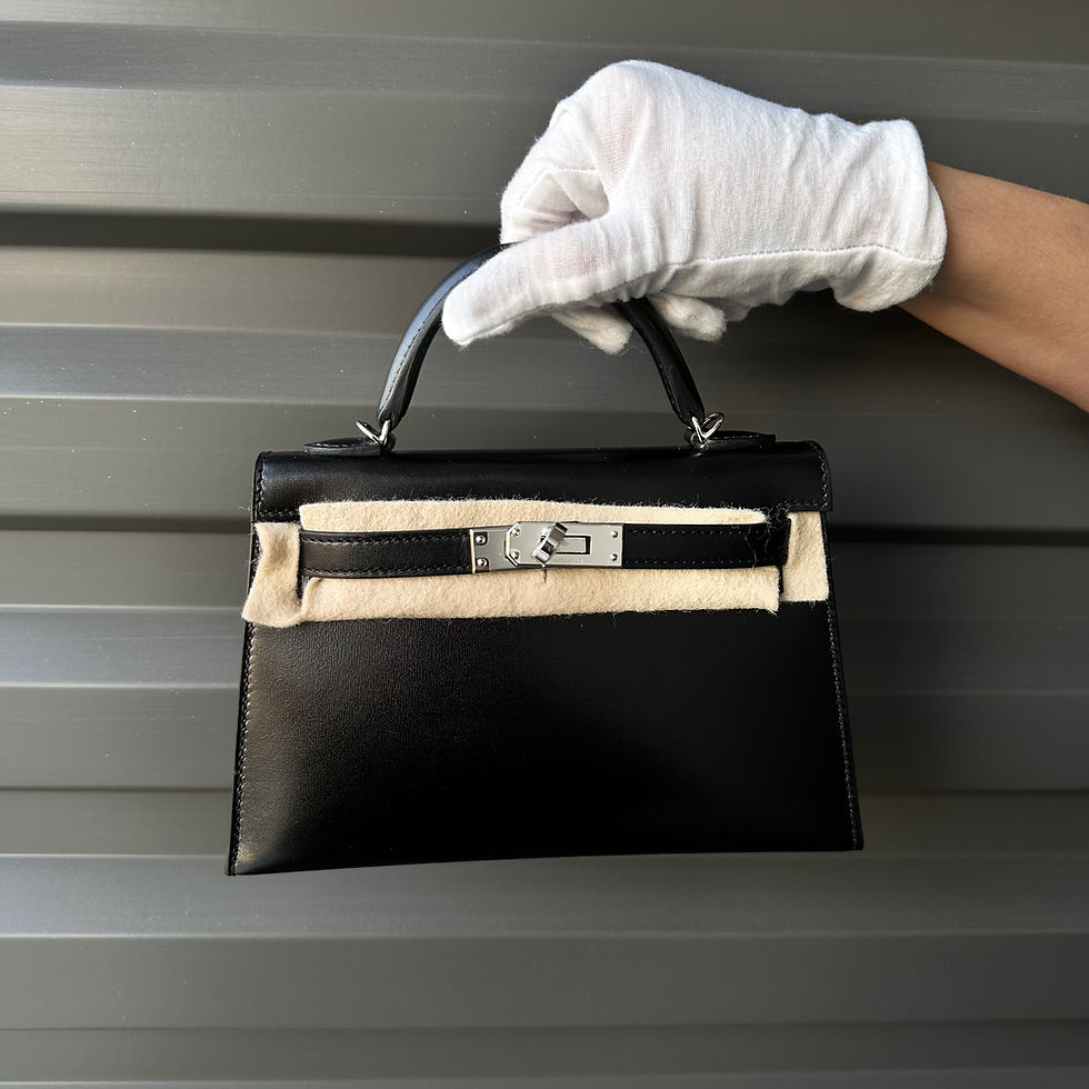 HERMES Mini Kelly 20 Sellier Black Box Leather PHW