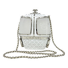 CHANEL 2019 Fall White Plexiglass Gondola Ski Lift Minaudiere