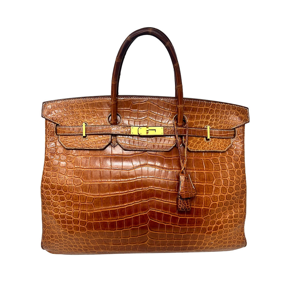 HERMES Vintage Birkin 40 "Gold" Brown Matte Porosus Crocodile GHW