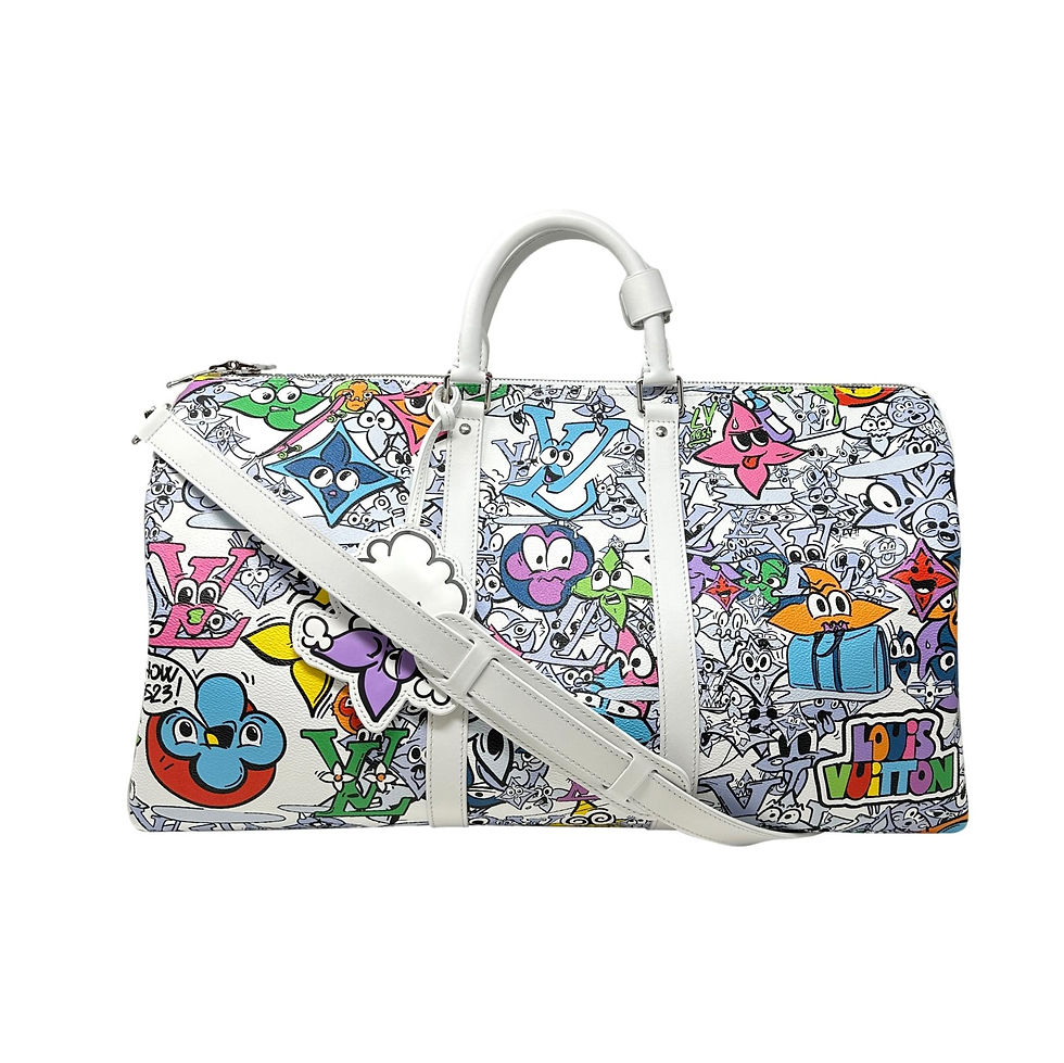 LOUIS VUITTON 2023 Comics White & Multi-Color Monogram Keepall Bandouliere 50