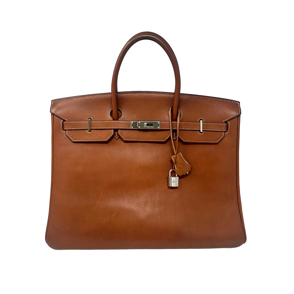 HERMES Vintage Birkin 40 Natural Fauve Barenia Leather PHW