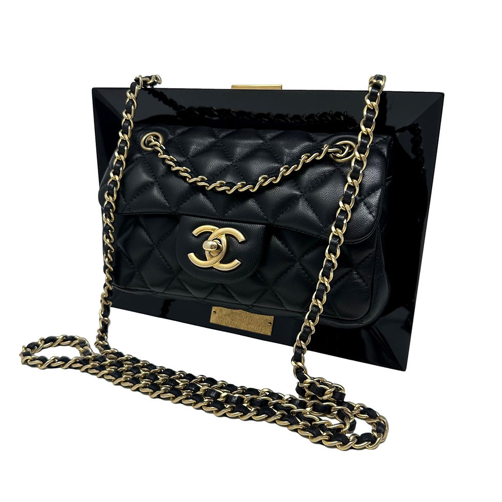 CHANEL 2014 Black Lambskin & Plexiglass Picture Frame Bag