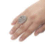 CHANEL 07A Oval Crystal Logo Comete Silver Cocktail Ring