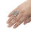 Thumbnail: CHANEL 07A Oval Crystal Logo Comete Silver Cocktail Ring