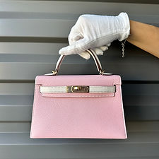 HERMES Mini Kelly HSS Rose Sakura & Nata Chevre Mysore Leather PBHW