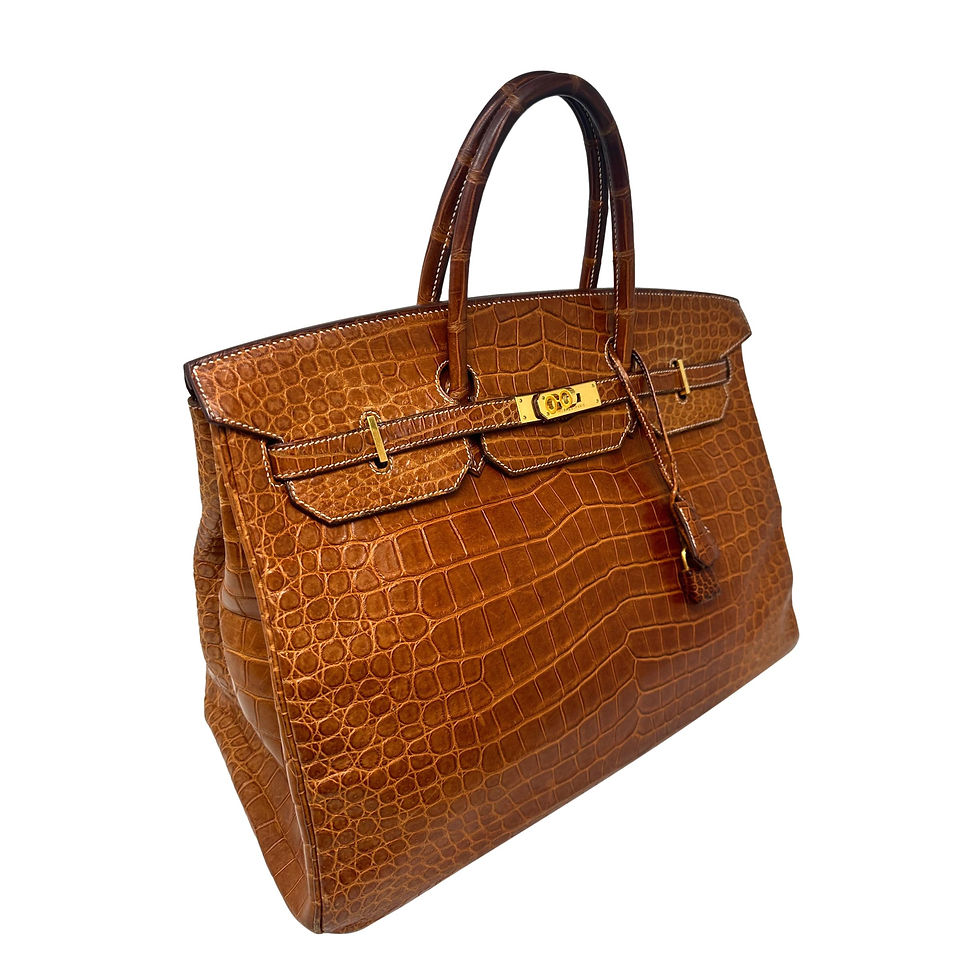 HERMES Vintage Birkin 40 "Gold" Brown Matte Porosus Crocodile GHW