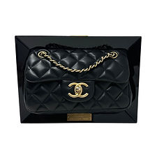 CHANEL 2014 Black Lambskin & Plexiglass Picture Frame Bag