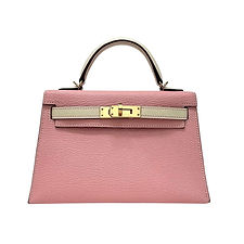 HERMES Mini Kelly HSS Rose Sakura & Nata Chevre Mysore Leather PBHW