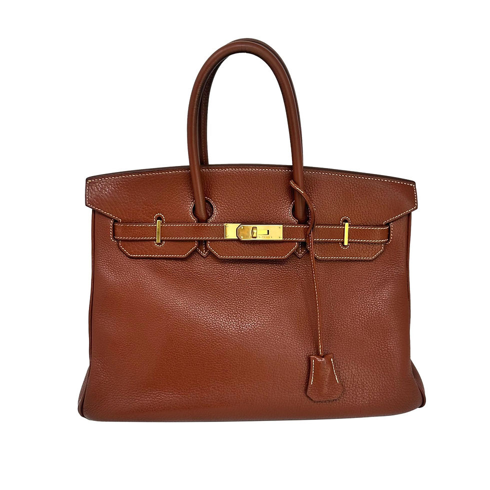 HERMES Vintage Birkin 35 Marron Chestnut Brown Fjord Leather GHW
