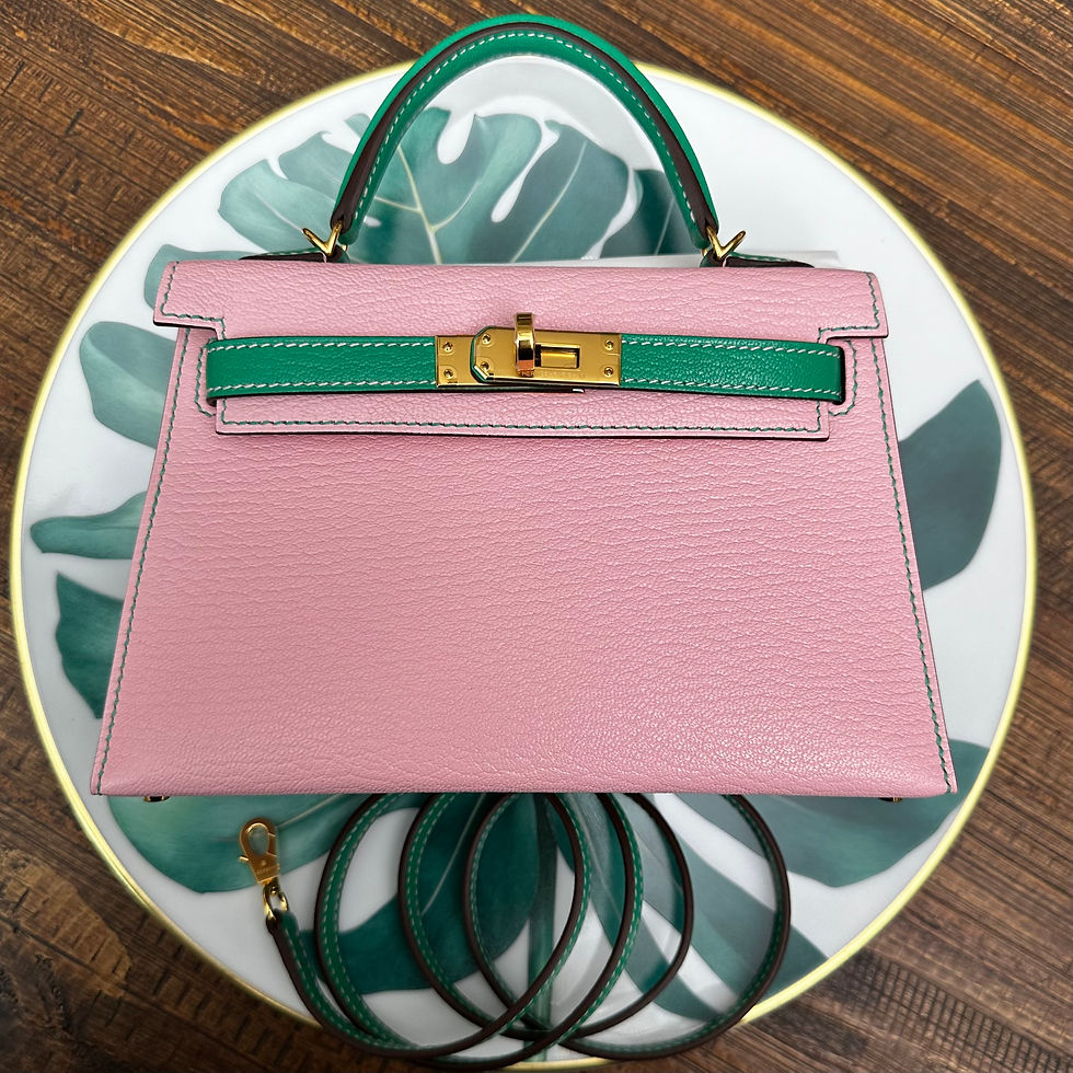 HERMES Mini Kelly 20 Rose Sakura & Menthe HSS Chèvre Leather GHW