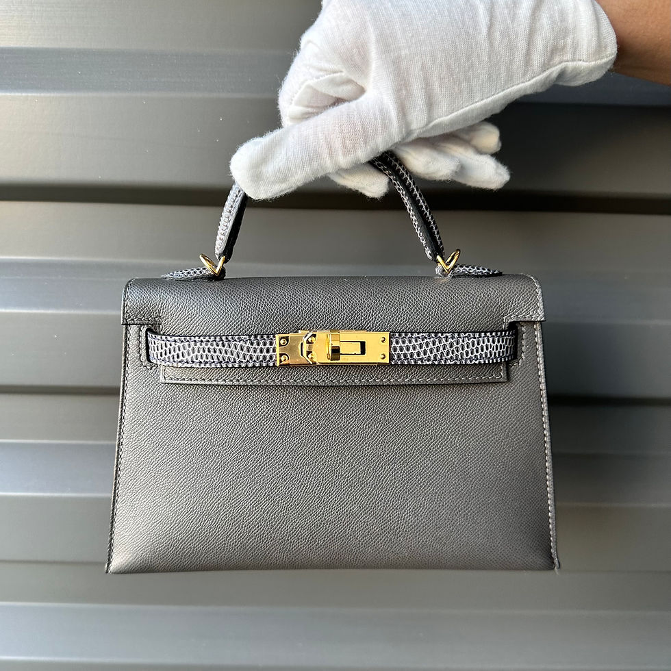 HERMES Mini Kelly 20 Touch Graphite Madame & Ardoise Lizard GHW